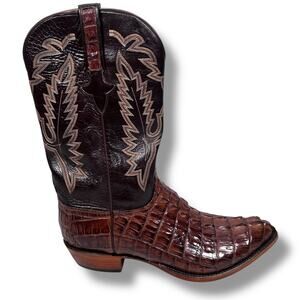 Lucchese Hornback Caiman Tail Buffalo Pony Boots Men's 14 D Brown Limited L1324